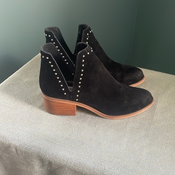 Steve Madden suede Black Ankle Boots silver studs - Picture 5 of 10